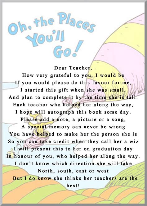 Oh The Places You Ll Go Teacher Note Printable